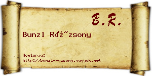 Bunzl Rázsony névjegykártya